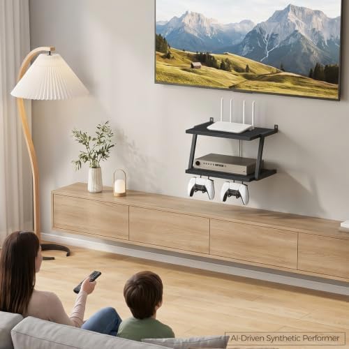 MAHANCRIS Floating TV Shelf, 2 Tier Projector Shelf for DVD Players - Image 6