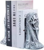 MyGift Gothic Bookends, Skull Decorative Book Ends for Heavy Books, Resin Horror Themed Death Skull Statue Book Holder for Shelves, Office, Halloween Decor - Image 5