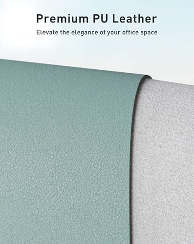 Aothia Faux Leather Desk Mat - Large Mouse Pad, Non-Slip PU Leather Blotter, Waterproof Writing Surface for Office and Home (Light Blue, 63" x 17") - Image 2