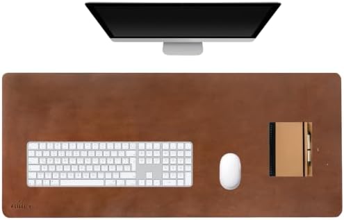 Premium Leather Desk Mat, Full Grain Leather Desk Pad Protector & Desk Blotter, Waterproof Non-Slip Writing Surface for Keyboard, Mouse & Laptop, Desk Pad for Home & Office (Tobacco, Large) by FinecraftedLeatherGoods