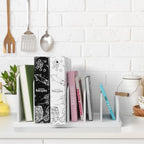 Cook Book Organizer, 6 Sections, Recipe Book Holder Rack, Tabletop Stand for Convenient Cookbook Storage, Vertical Cook Book Stand Kitchen, Binder Holder for Desk & Countertop (White) - Image 5