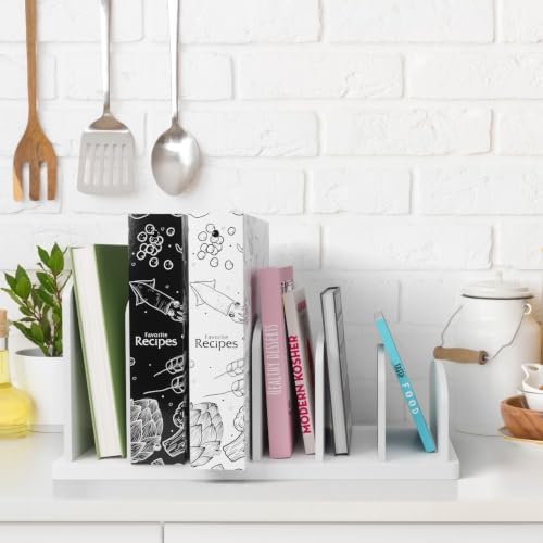 Cook Book Organizer, 6 Sections, Recipe Book Holder Rack, Tabletop Stand for Convenient Cookbook Storage, Vertical Cook Book Stand Kitchen, Binder Holder for Desk & Countertop (White) - Image 5