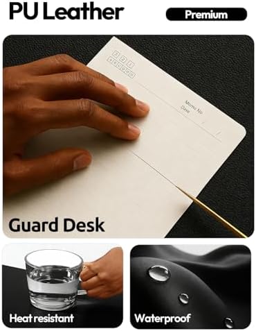 YSAGi Leather Desk Protector, Office Mat, Large Mouse Mat, Non-Slip PU Leather Blotter, Laptop Desk Mat, Waterproof Writing Pad for Office and Home(Black, 63" x 17.2") - Image 4