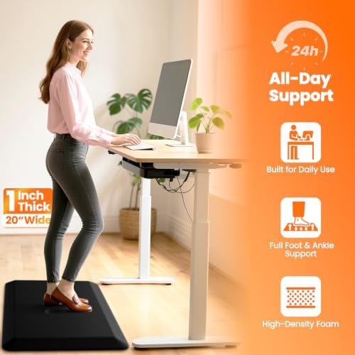 1-Inch Thick Anti-Fatigue Mat for Kitchen and Standing Desk, 20"x32", Black - Image 3