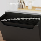 JiaWei Folder with Pockets, Accordion File Organizer with Magnetic Closure, A4 Letter Size Black File Folder - Image 5