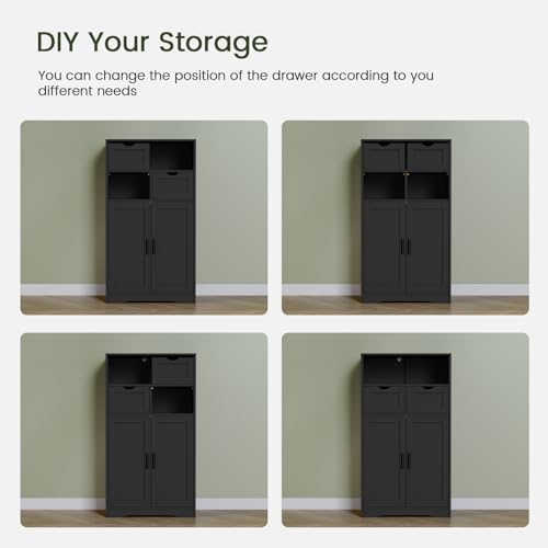 Iwell Bathroom Storage Cabinet with 2 Drawers, Small Kitchen Pantry Cabinet - Image 6