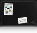 Black Cork Board Bulletin Board with Linen, Wood Framed 24" x 18" Corkboard, Office Board for Wall Decor, Wall Mounted Pin Board Picture Board with 20 Pushpins for School, Home & Office by Justdowhatyouwanttodo