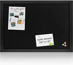 Black Cork Board Bulletin Board with Linen, Wood Framed 24" x 18" Corkboard, Office Board for Wall Decor, Wall Mounted Pin Board Picture Board with 20 Pushpins for School, Home & Office by Justdowhatyouwanttodo
