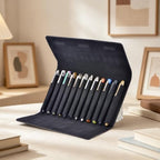 12 Suede Leather Fountain Pen Case Portfolio Divider Slot, Magnetic Closure - Image 3