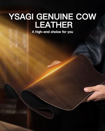 YSAGi Genuine Leather Desk Mat, 23.6"x13.8" Office Desk Pad, Thick Desk Pad Mat with Stitched Line, Non-Slip Desk Mat with Rubber Base (Dark Brown, 23.6"x13.8") - Image 4