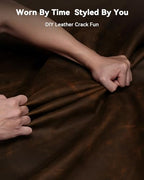 YSAGi Leather Desk Mat, 23.6"x13.8"Real Leather Desk Pad, 2mm Thick Desk Blotter with Stiched line,Oil-Wax Feel Mouse pad and Self-Healing Laptop Pad for Home & Office(Classic Dark Brown) - Image 3