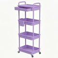 REBECAT 4 Tier Rolling Cart with Drawer, Utility Storage Cart on Wheels for Kitchen, Bathroom, Living Room,Office(Purple) by REBECAT