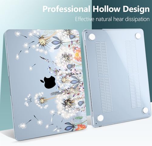 DONGKE for MacBook Air 13 Inch Case M5 2026 M4 2025 M3 M2 2024-2022 A3449 A3240 A3113 A2681, Plastic Hard Shell & Keyboard Cover & Screen Film for MacBook Air 13.6 Inch Case - Dandelion - Image 5