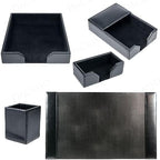 Dacasso Bonded Set Luxury Leather Desk Pad & Desk Organization Essentials, 5 Piece, Black - Image 6