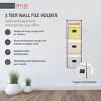 Three Tier Wall File Holder – Durable Copper Metal Rack with Spacious Slots for Easy Organization, Mounts on Wall and Door for Office, Home, and Work – by Designstyles - Image 4