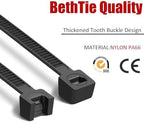 BethTie 8 Inch Black Zip Ties 2500 Pcs, 65 LBS UV Resistant Cable Ties - Image 5