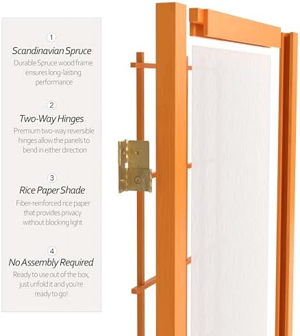 2 ft. Short Desktop Window Pane Shoji Screen - Honey - 6 Panels - Image 4