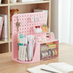 Comix Desk Organizer with 2 Drawer, Pink 360° Rotating Pen Holder for Desk - Image 5