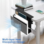 HAMOPY Desk Side Storage, 2 Tier Steel Hanging Desk Organizer with Magnetic Pen Holder, No Drilling Standing Desk Drawer Cable Management Tray, Under Desk Laptop Holder for Office, School&Home (Black) - Image 5