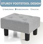 Poofzy Small Foot Stool Ottoman, Linen Ottoman Foot Rest with Legs, Rectangle Foot Rest for Couch, Footstools and Ottomans Small for Living Room and Entryway (Light Gray) - Image 4