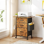 3-Drawer Mobile File Cabinet with 22" Wide Printer Stand, Fabric Filing Cabinet with Side Bag & Headphone Hook, Fits Letter/A4 Size Hanging File Folders, Rolling Home Office Organizer, Rustic Brown - Image 2