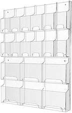 Acrylic Brochure Pamphlet Holder, 6 Magazine Holders and 12 Pamphlet Holders, Clear Brochure Display Holder Wall Mount, Trifold Flyer Rack, Literature Storage Rack for Home, Offices, Waiting Room by Nalwort