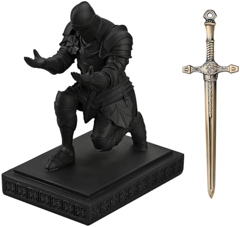 Medieval Warrior Knight Pen Holder Fun Desk Accessories Paperweight Blak - Image 2