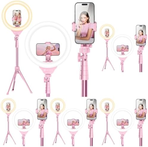 UBeesize 12'' LED Ring Light with 62'' Tripod Stand, Selfie Ring Light for Video Recording, Live Streaming, TikTok & YouTube, Compatible with iPhone & Android (Pink), (Pack of 5) by UBeesize