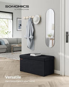 SONGMICS Storage Ottoman Bench, 30 Inches Velvet Foldable Foot Rest - Image 3