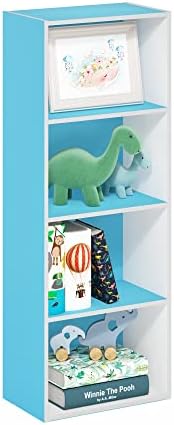Furinno LUDER 4-Tier Book Shelf, Open Shelves Bookshelf, Light Blue/White by Furinno-FitsYourSpaceFitsYourBudget