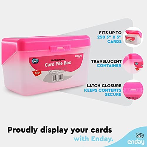 Enday Index Card Box Pink 3x5 Index Card Holder, Index Card Organizer, Flash Card Holder, Holds 250 Cards. (36 PC) - Image 3