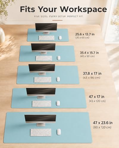 Aothia Cork Desk Mat - Dual-Sided XL PU Leather Desk Pad & Full Desk Protector, Large Waterproof Desktop Mat for Office & Gaming (47" x 23.6", Blue Topaz) - Image 4