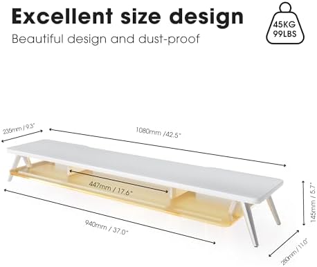 Fenge Dual Monitor Stand Riser with Phone & Tablet Slot, White - Image 3
