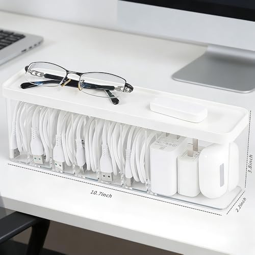 Cord Storage Organizer Box with Lid, Easy Organizer Without Cable Ties, Clear Electronics Organizer for Home Office Desk (Stackable-4Pack) - Image 6