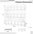 18 Pockets Acrylic Brochure Pamphlet Holder Wall Mount, 4 inches Pocket Brochure Display Stand, Pamphlet Display Stand Wall Mount, Clear Plastic Trifold Flyer Rack Literature Holder - Image 2