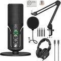 Sennheiser Profile USB Condenser Microphone with Desktop Stand Bundled with Closed-Back Headphones + Microphone Boom Arm + Wind Screen Pop Filter + Microfiber Cleaning Cloth (5 Items) by Unknown