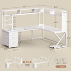 SEDETA Corner Gaming Computer Desk with Storage Drawers, Hutch, LED Lights - Image 2