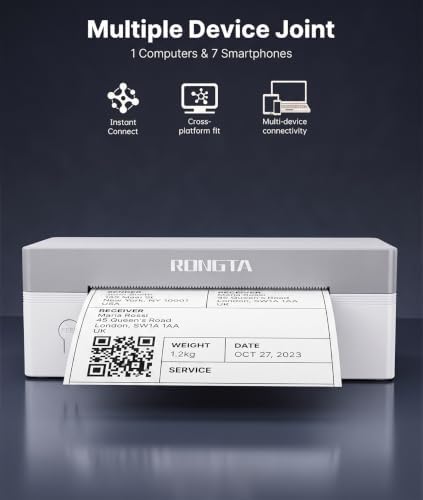 Rongta Bluetooth 4x6 Wireless Thermal Shipping Label Printer,White | Wireless Bluetooth Thermal Label Printer, Ideal for Shipping Labels for Package, Barcode Labels for Small Business - Image 6