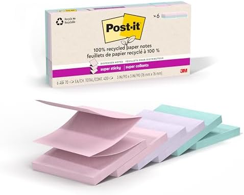 Post-it Super Sticky 100% Recycled Paper Pop-up Notes, 3 in. x 3 in, 3-Pack - Image 2