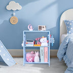 Sky Blue Kids Nightstand, Small Nightstand for Bedroom, End Table with Hooks and Holder, Toddler Bedside Table, Desk Organizer for Office, Small Desk for Living Room, Dorm (Sky Blue) - Image 2