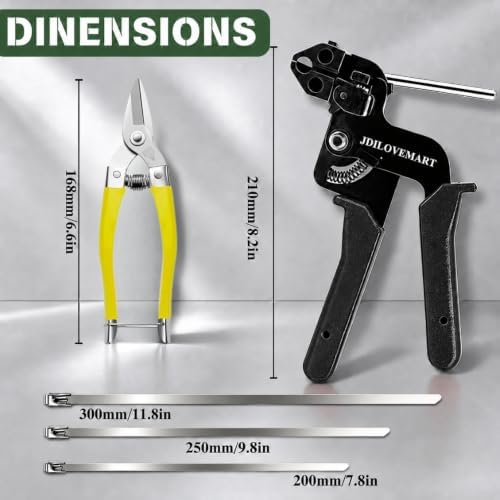155PCS Heavy Duty 304 Stainless Steel Cable Tie Gun Kit, Includes 150PCS Metal Zip Ties(3 Sizes), Self-Locking, UV & Corrosion Resistant, for Fence, Exhaust Pipe, Chicken Coop, Farm Use (Black) - Image 2
