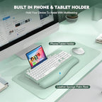 Wireless Keyboard and Mouse Combo, Full-Sized Ergonomic Wave Keys Keyboard with Memory Foam Wrist Rest & Phone Holder, 2.4G Quiet Keyboard Mouse Work Setup for PC Laptop, Office or Home (Mint Green) - Image 5