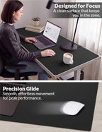 Leather Desk Mat 63" x 17", Black Large Desk Pad Protector - Image 4