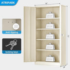 Superday 72" Lockable Steel Storage Cabinet, Locking Metal Storage Cabinets, Tall Putty Cabinet with 2 Doors and 4 Adjustable Shelves for Garage, Home Office, Classroom, Pantry, File, Easy Assemble - Image 5