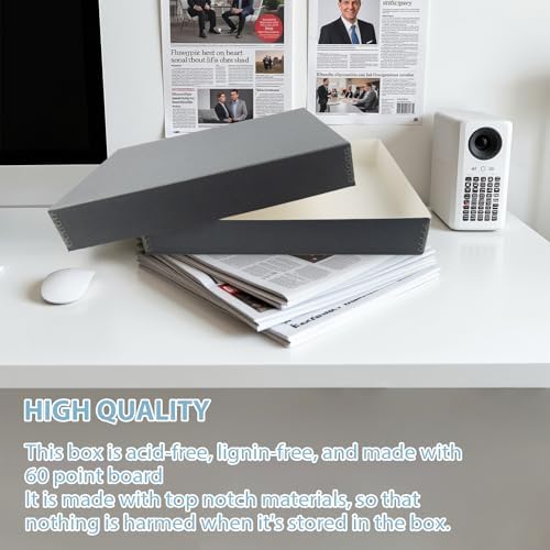 Lineco, Archival Newspaper Preservation Storage Box, 18''x13''x3'', Gray - Image 5