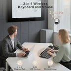 Wireless Keyboard and Mouse Combo, 2.4G Ergonomic Wave Keys(Latte Black) - Image 5