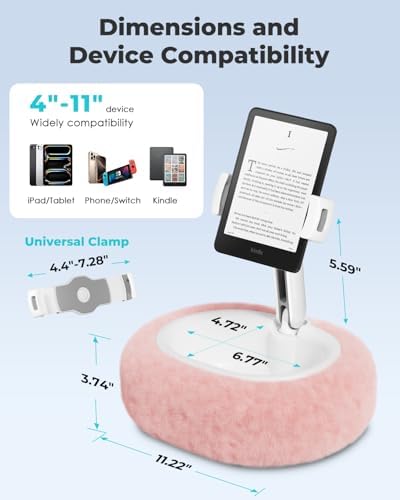 Viozon Tablet Pillow Stand,Kindle Pillow Stand, Compatible with 4-11" Tablet/Phone with Small Bowl, Kindle Holder Accessories,Idea for Reading and Video Watching On Bed,Pink - Image 4