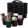 6 Pack Classroom Caddy With Handle for School Supplies, Black by Yakydesign