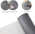 Chihein L Shaped Leather Desk Mat 53.2” x 65” x 19.7” (Gray/White) - Image 4