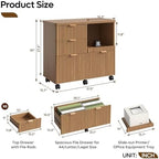 Bestier Filing Cabinet 3 Drawer Wood File Cabinet for A4/Letter/Legal Brown - Image 2